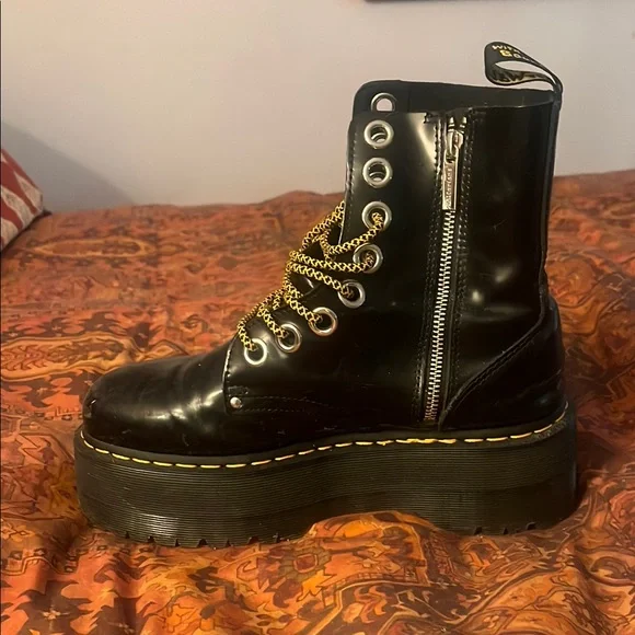 Dr. Martens Black Platform Combat Boots - Picture 4 of 6